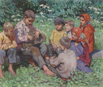 Nikolay Petrovich Bogdanov Belsky Painting - El intérprete de cítara Nikolay Bogdanov Belsky